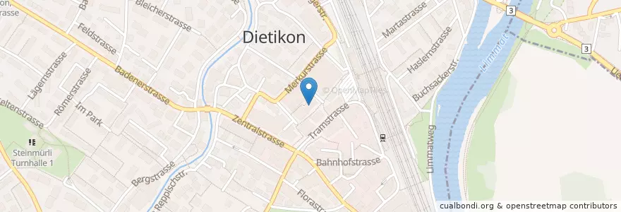Mapa de ubicacion de Restaurant Tomate en Schweiz, Zürich, Bezirk Dietikon, Dietikon.