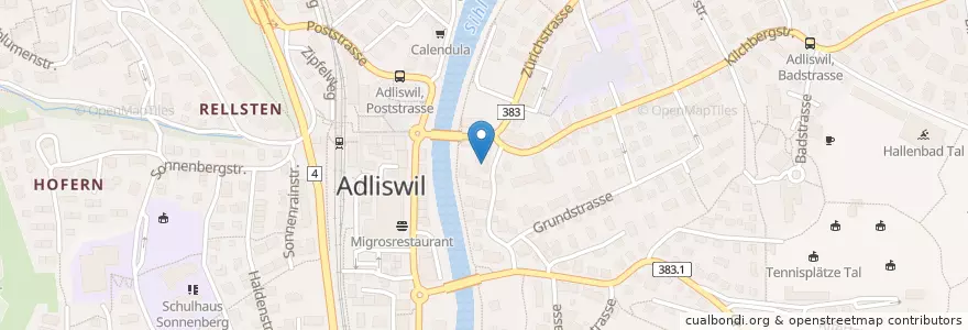 Mapa de ubicacion de al Ponte en Schweiz, Zürich, Bezirk Horgen, Adliswil.