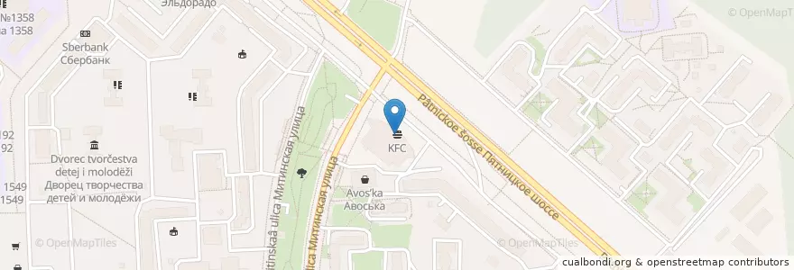 Mapa de ubicacion de KFC en روسيا, Центральный Федеральный Округ, Москва, Северо-Западный Административный Округ, Район Митино.