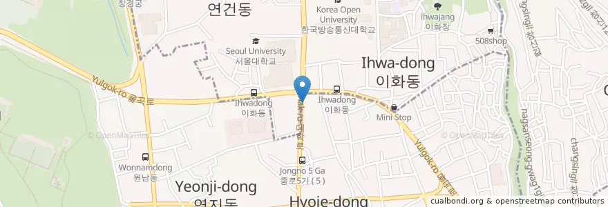 Mapa de ubicacion de 이화스튜디오 en 대한민국, 서울, 종로구.