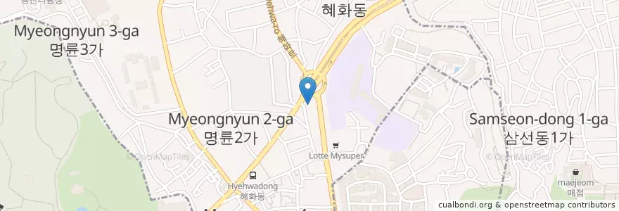Mapa de ubicacion de 우리은행 혜화동지점 en Coreia Do Sul, Seul, 성북구, 혜화동.