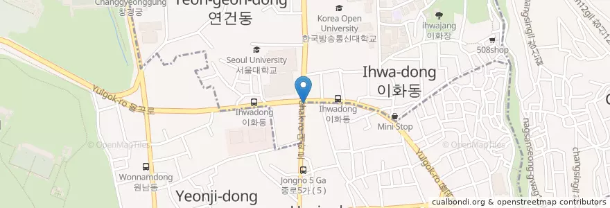 Mapa de ubicacion de 이화동 en 대한민국, 서울, 종로구.
