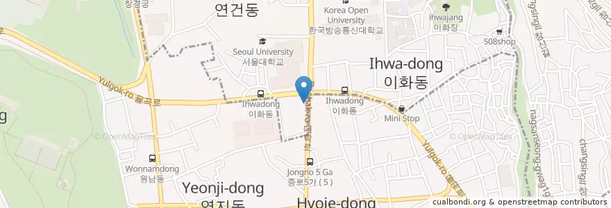 Mapa de ubicacion de 농협 대학로점 en Korea Selatan, 서울, 종로구.