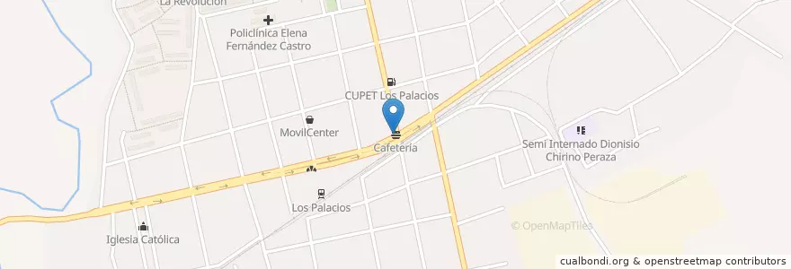 Mapa de ubicacion de Cafetería en 古巴, Pinar Del Río, Los Palacios.