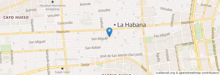 Mapa de ubicacion de El Jelengue de Areíto en Cuba, L'Avana, Centro Habana.