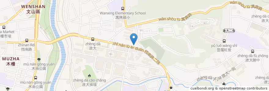Mapa de ubicacion de 大汗麻辣鴨血臭豆腐 en 台湾, 新北市, 台北市, 文山区.