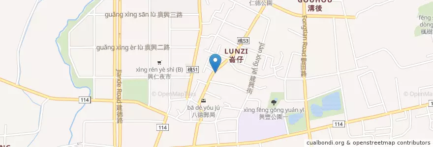 Mapa de ubicacion de 五十巷麵店 en Taiwan, Taoyuan, Bade District.