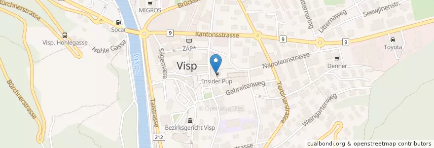 Mapa de ubicacion de Insider Pup en Schweiz/Suisse/Svizzera/Svizra, Valais/Wallis, Visp, Visp.
