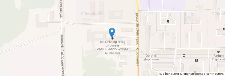 Mapa de ubicacion de обл Онкологический диспансер en ロシア, 沿ヴォルガ連邦管区, キーロフ州, キーロフ管区.