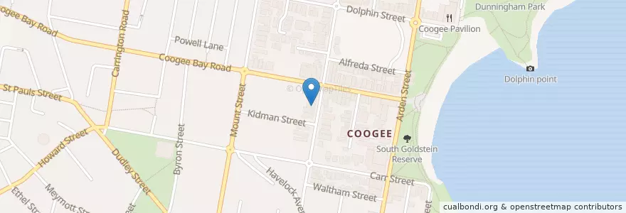 Mapa de ubicacion de Coogee Post Office en Australië, Nieuw-Zuid-Wales, Sydney, Randwick City Council.