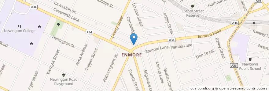 Mapa de ubicacion de Enmore Post Office en Australia, New South Wales, Inner West Council, Sydney.