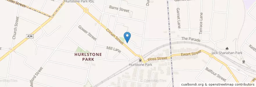 Mapa de ubicacion de Hurlstone Park Post Office en 오스트레일리아, New South Wales, 시드니.