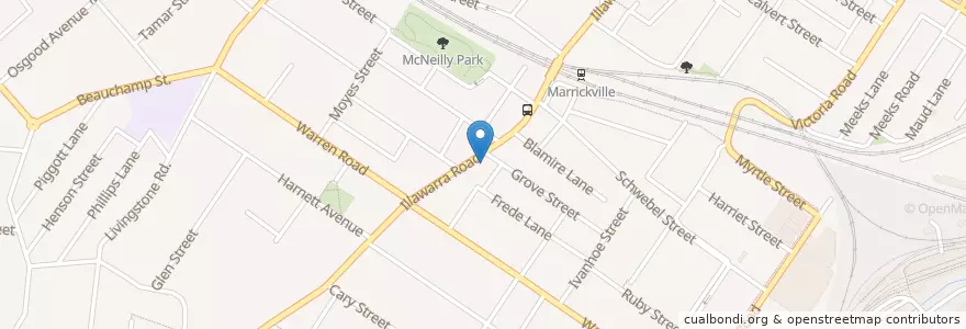 Mapa de ubicacion de Marrickville South Post Office en Avustralya, New South Wales, Inner West Council, Sydney.