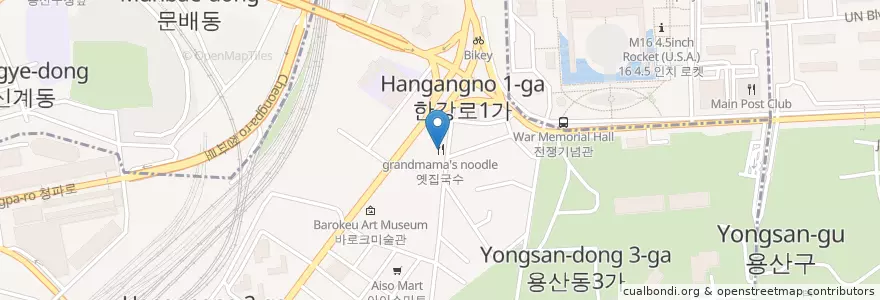 Mapa de ubicacion de 옛집국수 en 대한민국, 서울, 용산구, 한강로동.