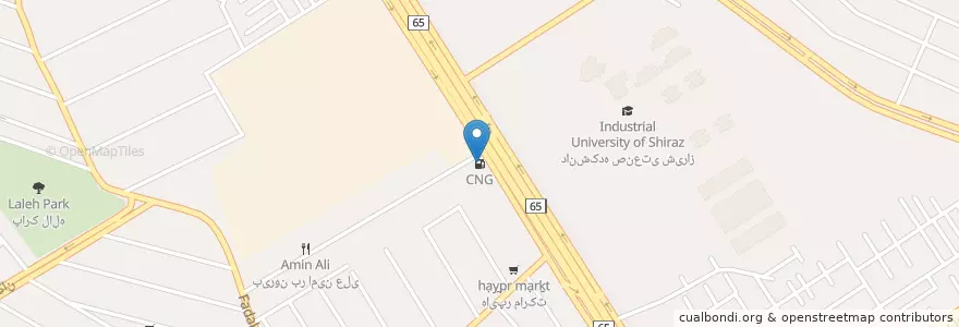 Mapa de ubicacion de CNG en Irán, Fars, شهرستان شیراز, بخش مرکزی, شیراز.