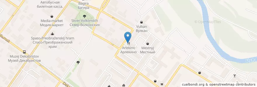 Mapa de ubicacion de Арлекино en روسیه, Сибирский Федеральный Округ, Иркутская Область, Городской Округ Иркутск.