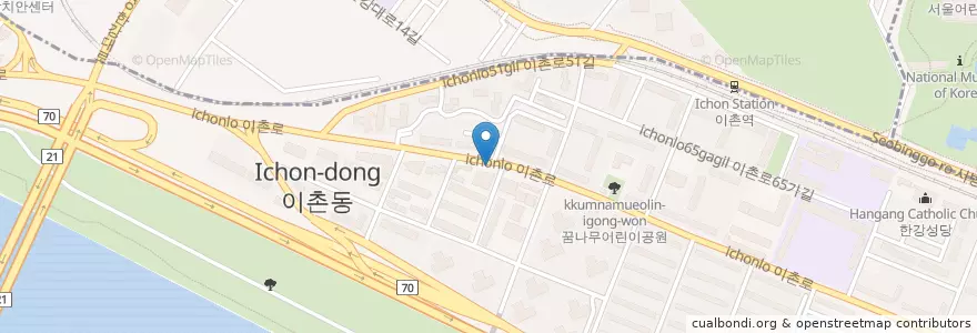 Mapa de ubicacion de Starbucks en Zuid-Korea, Seoel, 용산구, 이촌1동.