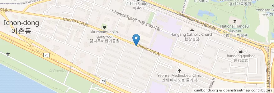 Mapa de ubicacion de GONG CHA en Республика Корея, Сеул, 용산구, 이촌1동.