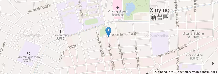 Mapa de ubicacion de 三色豆花 en 臺灣, 臺南市, 新營區.