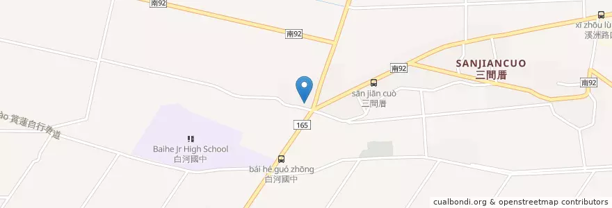 Mapa de ubicacion de 三間厝金安福德宮 en 臺灣, 臺南市, 白河區.