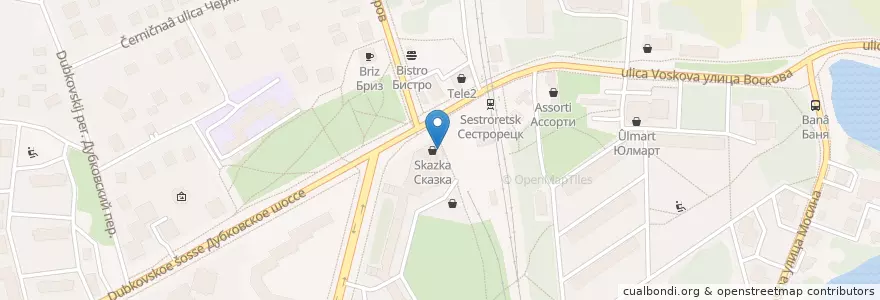 Mapa de ubicacion de Невис en Rusia, Северо-Западный Федеральный Округ, Óblast De Leningrado, San Petersburgo, Курортный Район, Сестрорецк.