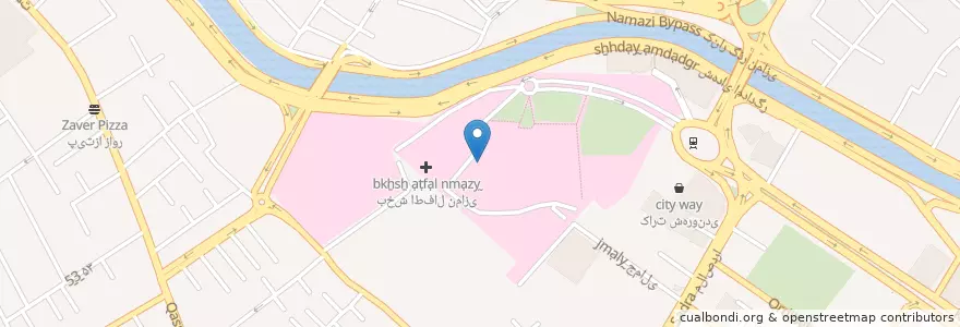Mapa de ubicacion de بخش اتفاقات نمازی en Iran, Fars, شهرستان شیراز, بخش مرکزی, شیراز.