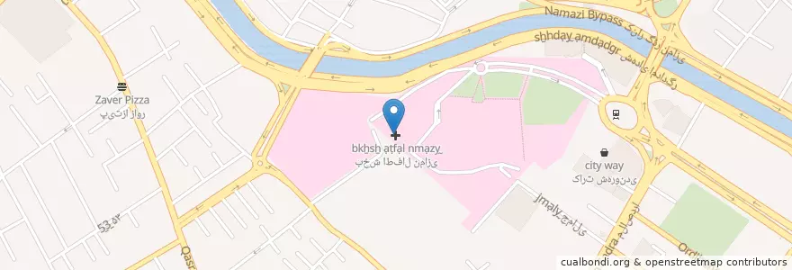 Mapa de ubicacion de بخش اطفال نمازی en 伊朗, استان فارس, شهرستان شیراز, بخش مرکزی, شیراز.