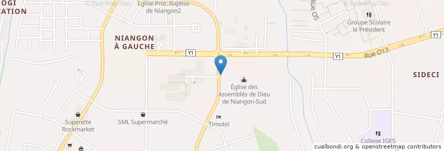 Mapa de ubicacion de Centre médico-social La Victoire Yopougon en ساحل عاج, آبیجان, Yopougon.