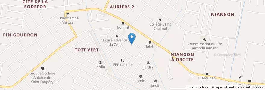 Mapa de ubicacion de Église betel en Côte D'Ivoire, Abidjan, Yopougon.