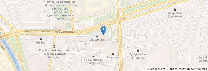 Mapa de ubicacion de Ригла en Rusia, Distrito Federal Central, Москва, Восточный Административный Округ, Район Преображенское.