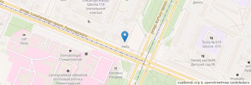 Mapa de ubicacion de Helix en Rusia, Северо-Западный Федеральный Округ, Óblast De Leningrado, San Petersburgo, Выборгский Район, Округ № 15.