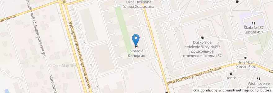 Mapa de ubicacion de Синергия en Rusland, Северо-Западный Федеральный Округ, Oblast Leningrad, Sint-Petersburg, Выборгский Район, Округ Шувалово-Озерки.