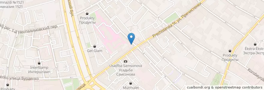 Mapa de ubicacion de Русский Международный Банк en Rusland, Centraal Federaal District, Moskou, Центральный Административный Округ, Район Хамовники.