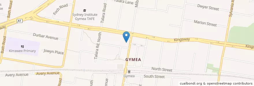 Mapa de ubicacion de Gymea Post Office en Australia, New South Wales, Sutherland Shire Council, Sydney.