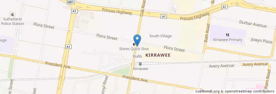Mapa de ubicacion de Kirrawee Post Office en Austrália, Nova Gales Do Sul, Sutherland Shire Council, Sydney.