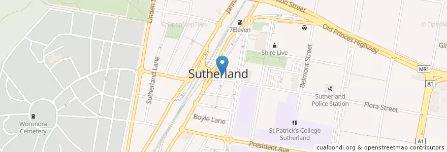 Mapa de ubicacion de Sutherland Post Office en Austrália, Nova Gales Do Sul, Sutherland Shire Council, Sydney.