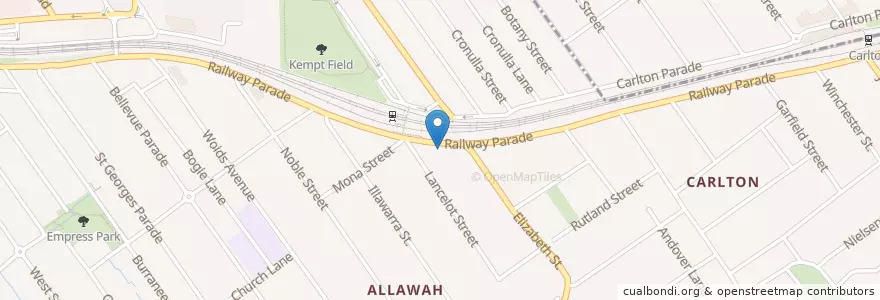 Mapa de ubicacion de Allawah Post Office en Australia, New South Wales, Georges River Council, Sydney.