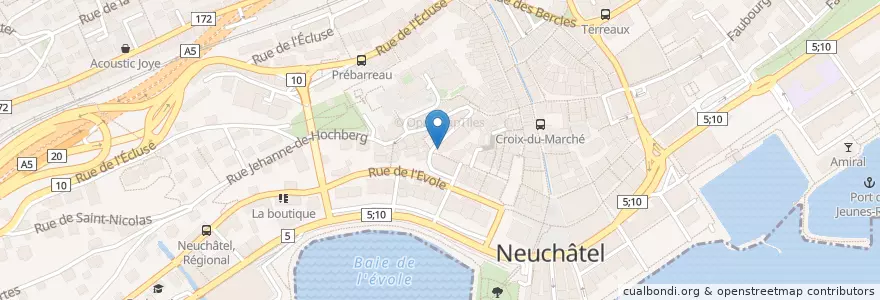 Mapa de ubicacion de Théâtre du Pommier en Switzerland, Neuchâtel, Lac De Neuchâtel (Ne), Neuchâtel.