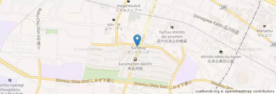 Mapa de ubicacion de 府中警察署 車返団地駐在所 en Jepun, 東京都, 府中市.
