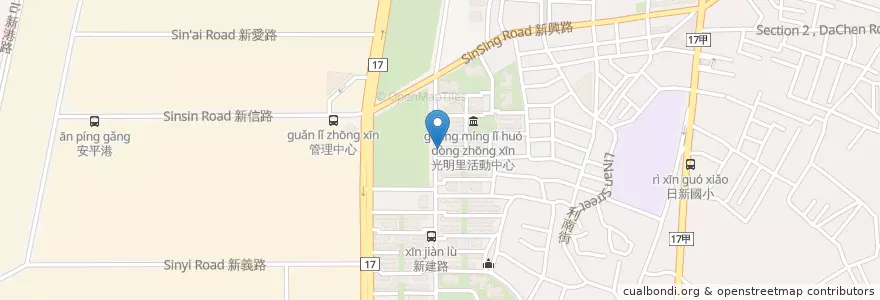 Mapa de ubicacion de 旺興豆漿 en Тайвань, Тайнань, 南區.