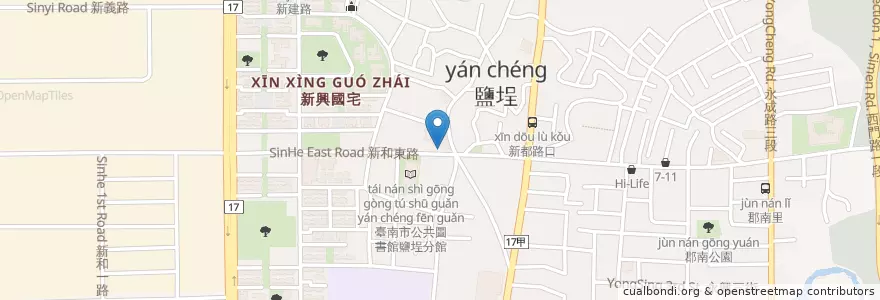 Mapa de ubicacion de 眼鏡仔鱔魚意麵 en Тайвань, Тайнань, 南區.