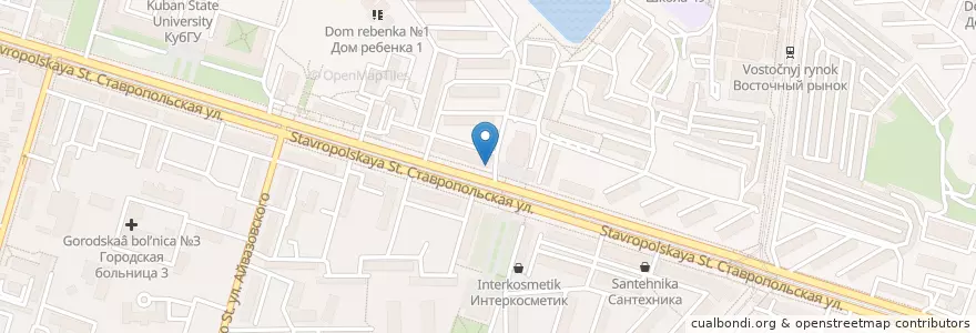 Mapa de ubicacion de Бинбанк en Rússia, Distrito Federal Do Sul, Krai De Krasnodar, Городской Округ Краснодар.