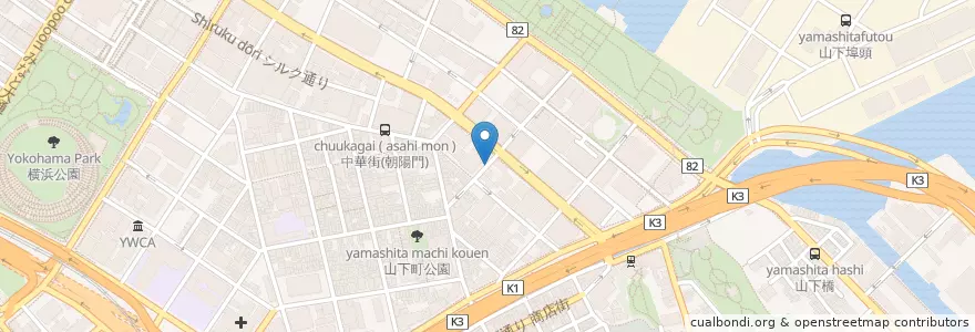 Mapa de ubicacion de 中華街医院 en ژاپن, 神奈川県, 横浜市, 中区.