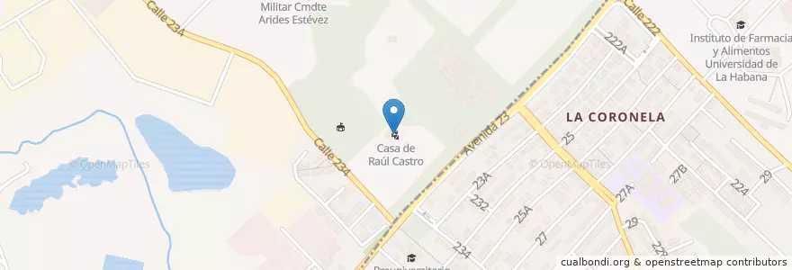Mapa de ubicacion de Residencia de Raúl Castro en Küba, La Habana, Playa.