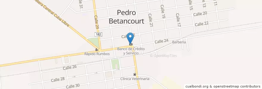 Mapa de ubicacion de Banco de Crédito y Servicio en Cuba, Matanzas, Pedro Betancourt.