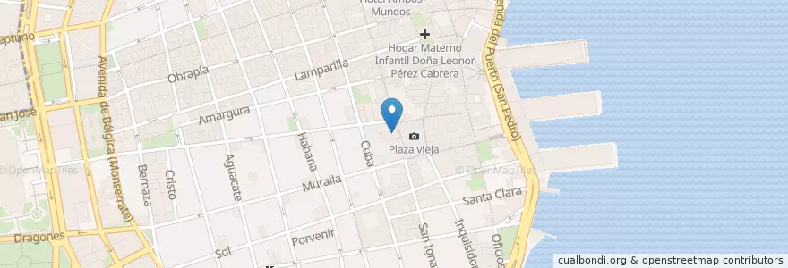 Mapa de ubicacion de Español en Cuba, Havana, La Habana Vieja.