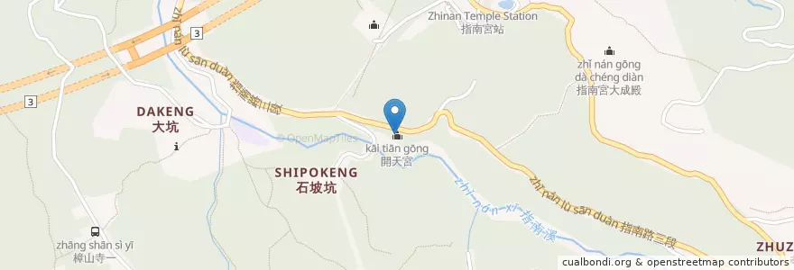 Mapa de ubicacion de 開天宮 en 臺灣, 新北市, 臺北市, 文山區.