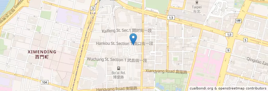 Mapa de ubicacion de 四海游龍 en 臺灣, 新北市, 臺北市, 中正區.