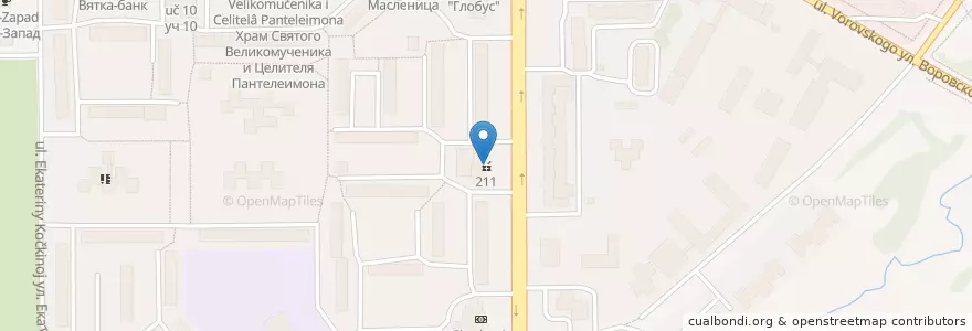 Mapa de ubicacion de 211 en Rusland, Приволжский Федеральный Округ, Кировская Область, Городской Округ Киров.