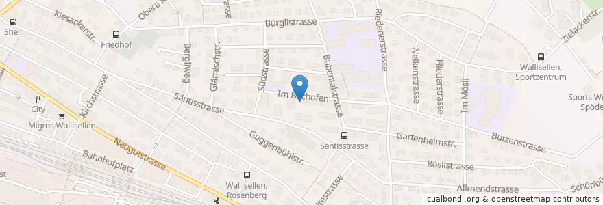 Mapa de ubicacion de Kindergarten Waldburger en سويسرا, زيورخ, Bezirk Bülach, Wallisellen.